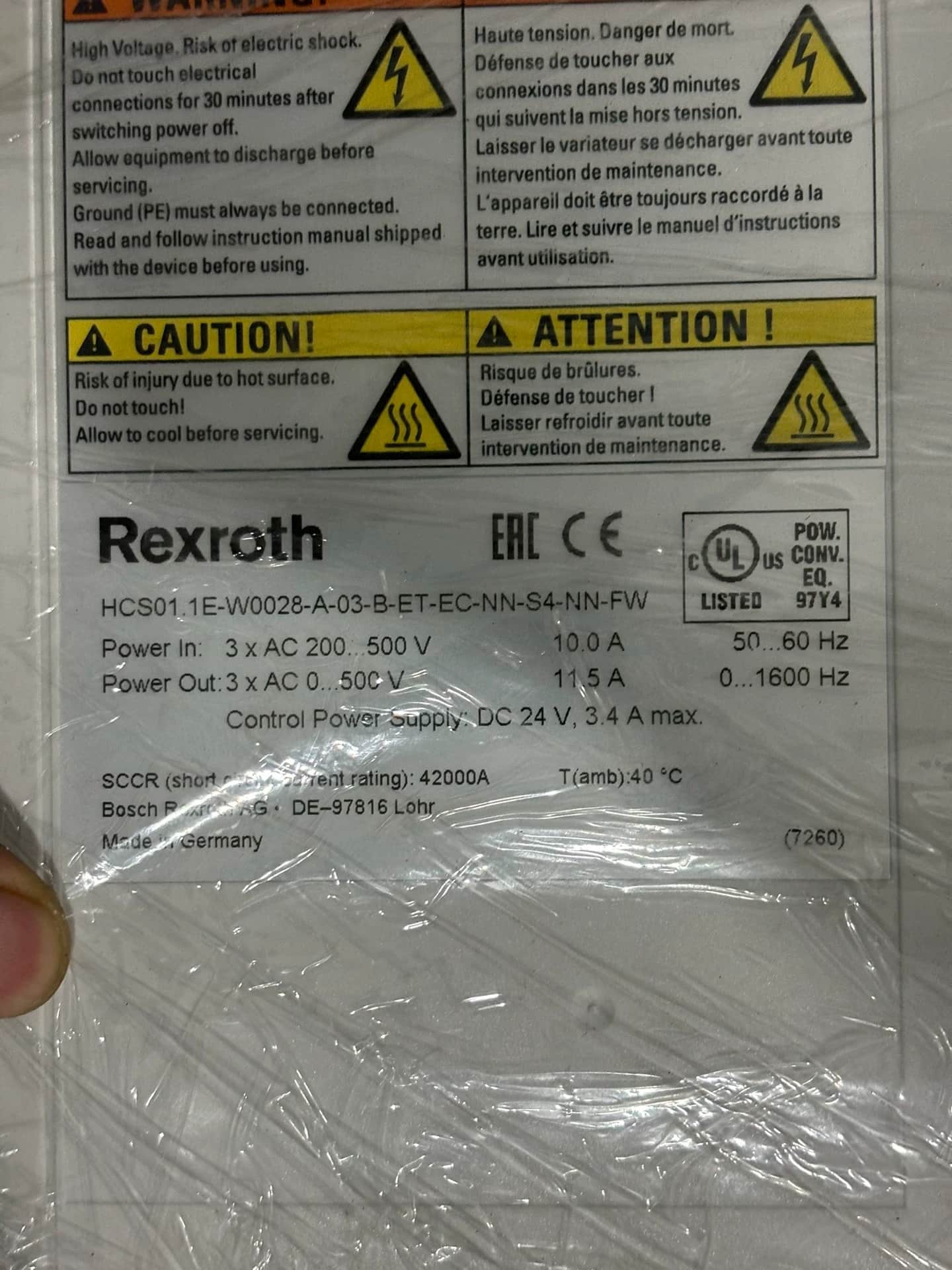 Upouusi alkuperäinen Bosch Rexrothin servomoottori HCS01.1E-W0028-A-03-B-ET-EC-NN-S4-NN-FW servomoottori Nopea toimitus